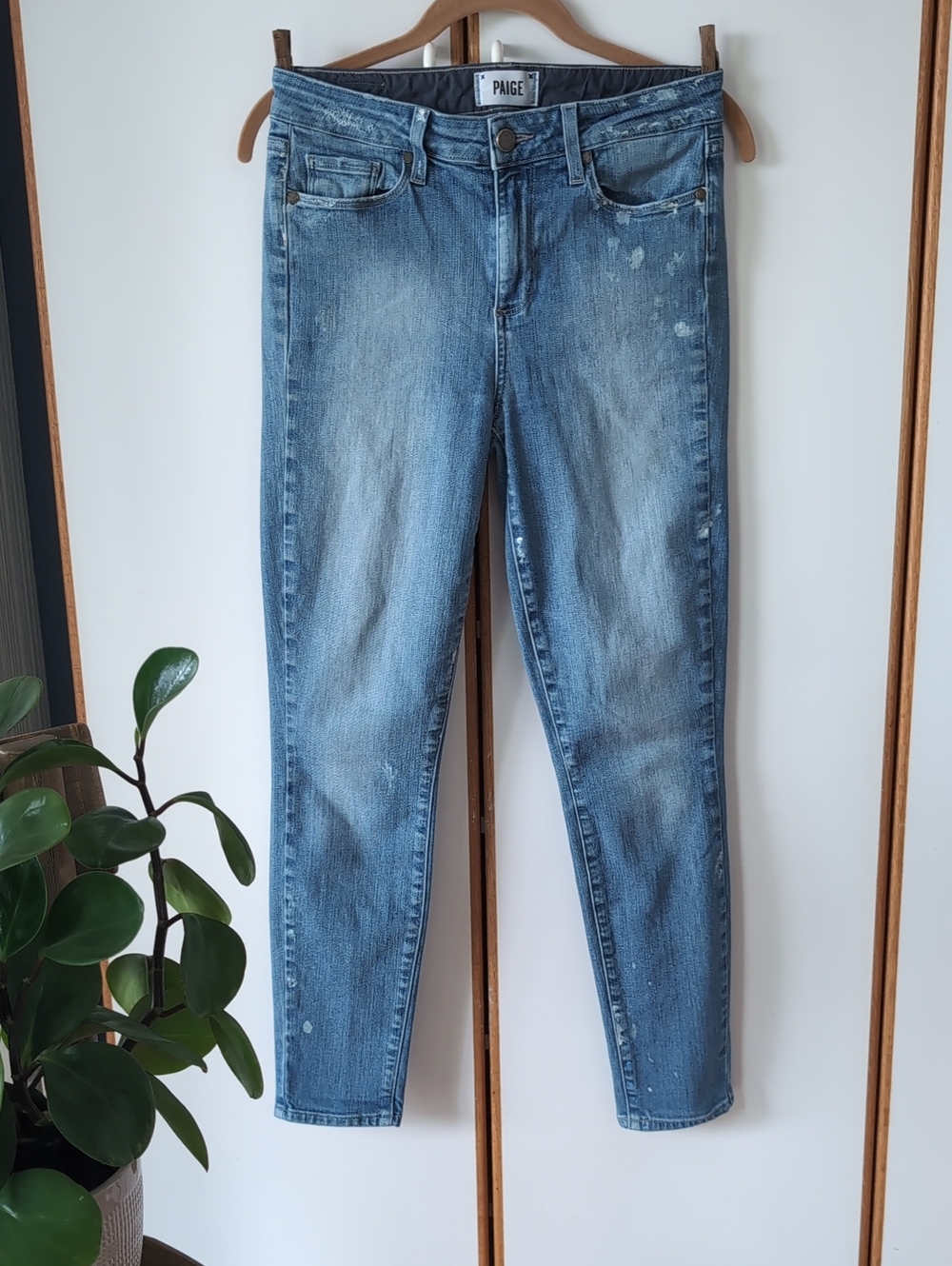 Paige Hoxton Ankle Skinny Jeans 28 Paint Splatter